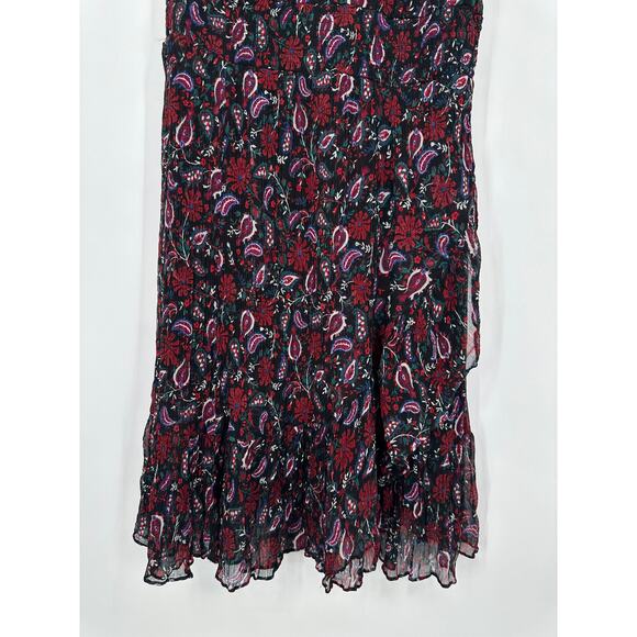 Draper James Kacey Dress Smocked Waist Faux Wrap Ruffle Flutter Floral Midi - Picture 8 of 13
